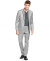 Silver fox. Go gray all the way in this sleek, stylin' blazer from American Rag.