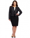 DKNYC Women's Plus-Size Long Sleeve Cropped Jacket With Ponte Inseams, Black, 20W