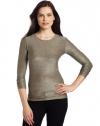 Only Hearts Women's Metallic Jersey Long Sleeve Crew Neck Shirt