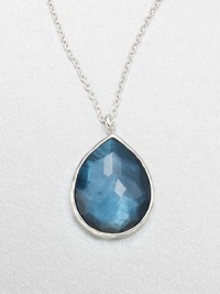 From the Wonderland Collection. Faceted, teardrop shaped indigo doublet set in hammered sterling silver on a link chain. Indigo doubletSterling silverLength, about 16-18 adjustablePendant size, about 1.3Lobster clasp closureImported 