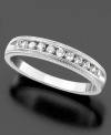 A ring with everlasting sparkle featuring round-cut diamonds (1/4 ct. t.w.) set in 14k white gold.