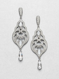 EXCLUSIVELY AT SAKS. Sparkling pavé crystals hand-set in a long, intricate, open-work design. CrystalsCubic zirconiaRhodium-plated brassDrop, about 2.5Post backImported 