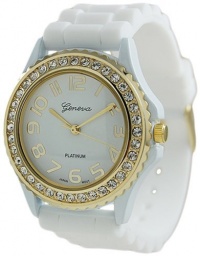 Geneva Platinum Women's 6886.WHT White Silicone Quartz Watch with White Dial