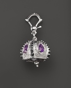 Inspired by Zen philosophy, this polished sterling silver Raja meditation bell from Paul Morelli is set with amethyst and black spinel.