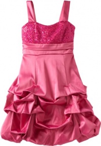 Ruby Rox Kids Girls 7-16 Sequin Top Pick Up Dress, Hot Pink, 8