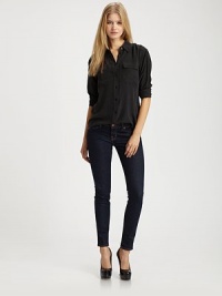 Five-pocket stretch cotton denim style has J Brand's slimmest leg.THE FITFlat front 10 leg opening Graded rise, about 7½ Inseam, about 29THE DETAILSButton and zip fly Belt loops Rivet detail Plain back pockets Cotton/spandex; machine wash Made in USA