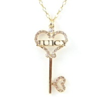 Gold Designer Inspired Crystal Heart Shaped Big 2.5 Key Pendant and Necklace