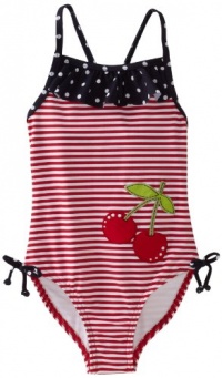 Hartstrings Baby-Girls Infant Striped One Piece Bathing Suit, Red Stripe, 18 Months