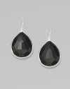 A large faceted drop of black onyx in a sterling silver setting.Black onyx Sterling silver Length, about 1 Width, about ¾ Ear wire Imported 