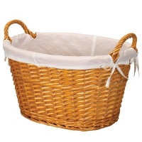 Household Essentials Oval Shaped Woven Willow Laundry Basket with Cotton Lining