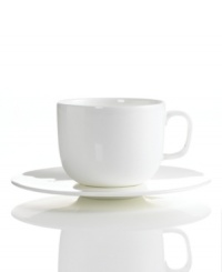 Set 5-star standards for your table with this sleek cup and saucer set from Hotel Collection. Balancing a delicate look and exceptional durability, the translucent Bone China collection of dinnerware and dishes is designed to cater virtually any occasion.