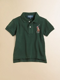 A classic polo for your little boy is updated with a multicolored embroidery for preppy style.Ribbed polo collarShort sleevesButton frontUneven vented hemCottonMachine washImported Please note: Number of buttons may vary depending on size ordered. 