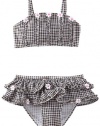 Flapdoodles Girls 2-6X Daisy 2 Piece, Black/White Gingham, 6X