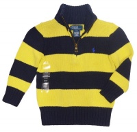 Brand New Ralph Lauren Striped Half-Zip Sweater Hunter Navy For 2T Boys