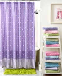 Put a bit of pep into your daily routine with this brightly-colored Bambini shower curtain, featuring whimsical stars, dots and stripes for a playful addition to your bathroom. Mix and match with the coordinating towel collections for a fresh look.