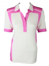 Chris Benz womens pink icing short sleeve cashmere blend polo top M