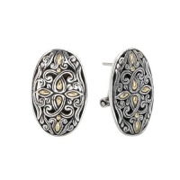 925 Silver Filigree Swirl Earrings with 18k Gold Accents