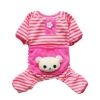 Cute Bear Comfy Dog Pajams Dog Shirt Stripes Dog Jumpsuit Pet Dog Clothes Free Shipping,Pink,XS