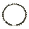 Sterling Silver 12mm Round Black Shell Pearl Necklace, 18