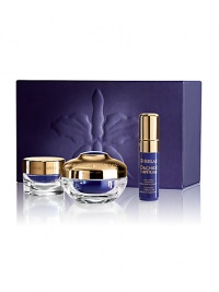 The Guerlain Orchidée Impériale Discovery set contains a full size eye creme (0.5 oz) and a deluxe sample of the creme (0.23 oz.) and the Longevity Concentrate (0.16 oz.) in a modern, re-usable cardboard coffret. Ideal set to discover the benefits of the Orchidée Impériale trilogy.