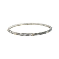 925 Silver Stackable Bangle with 18k Gold Accents- 8 IN