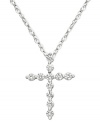 Give her the ultimate gift of faith, with some serious sparkle. This beautiful cross pendant features certified near colorless round-cut diamond (1/4 ct. t.w) in a shining 14k white gold setting. Approximate length: 18 inches. Approximate drop: 5/8 inch.