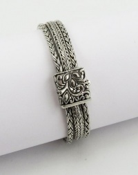 Sterling Silver Bali Braclet Three Strand 8 Inch