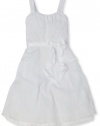 Ruby Rox Kids Girls 7-16 Eyelet With Ribbon Dress, White, 12