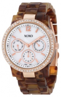 XOXO Women's XO5525 Tortoise Bracelet with Rhinestones on Rose Gold Case Watch