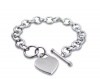 Designer Inspired Stainless Steel Heart Toggle Tag Bracelet Engravable 7.25l (Heavier Version)