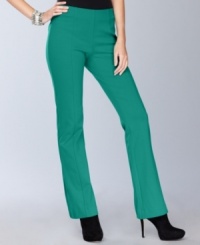 INC's petite pull-on trousers feature a flat front, perfect for pairing with body-skimming tunics or sweaters.