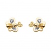 14K Yellow Gold Plated Butterfly CZ Stud Earrings with Screw-back for Children & Women