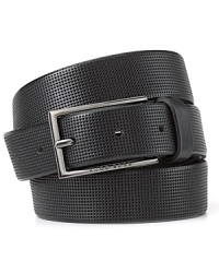 This stylish leather belt from BOSS Black gives your professional suiting some punch with allover perforated detail and a skinny silhouette.