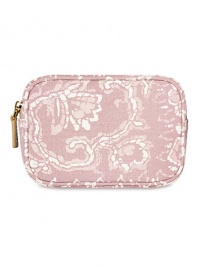 You can never go wrong with a stylish bag. This must-have beauty bag is just the right size for all your AERIN essentials when you're on-the-go and need a touch-up. The rose and white pattern is an absolute AERIN signature. Imported. 