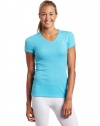 ASICS Women's Rib I Tech Short Sleeve Top,Aqua,Small