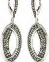 Judith Jack Sterling Silver and Marcasite Pave Elongated Drop Earrings