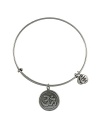 The serenity of OM inspires this Alex and Ani bangle, designed for simple symbolism in plated metal with a delicate, etched charm.