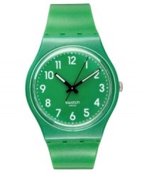 Throw on some metal with this Flaky Green watch from Swatch.