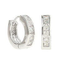 Studio 925 Capulet Princess Cut White CZ Sterling Silver Huggie Hoop Earrings