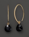 14K Yellow Gold Small Simple Sweep Earrings with Onyx