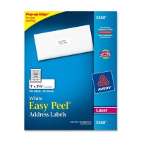 Avery Easy Peel Address Labels for Laser Printers, 1 x 2.625 Inches, White, Pack of 750 (05260)