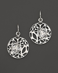 Bold sterling silver medallion earrings, glistening with faceted rock crystals. By Di MODOLO.