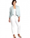 Karen Kane Women's Plus-Size Shirred Drape Jacket, Aqua, 3X