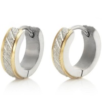 Sparkling Stainless Steel Mens Hoop Earrings Silver Gold