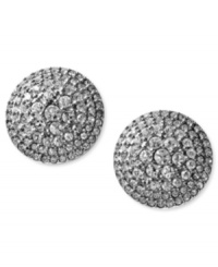 A shining example. Fossil's stud earrings are crafted from silver-tone stainless steel with shimmering glass pave accents adding a radiant touch. Approximate drop: 6/10 inch.