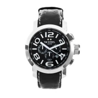 TW Steel Men's TW 51 Grandeur Black Leather Chronograph Dial Watch