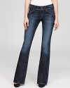 Look long and lean in these dark wash jeans with well-worn appeal from Hudson. Add a tank, fitted blazer, stilettos and a fabulous necklace for date night hotness.