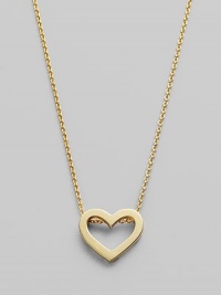 From the Tiny Treasures Collection. An open heart pendant is both romantic and elegant, rendered in polished 18k gold. 18k yellow gold Chain length, about 18 Pendant length, about ¾ Lobster clasp Made in Italy