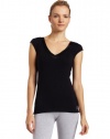 Calvin Klein Womens Essentials With Satin Short Sleeve Dolman Pajama Top, Black, Medium