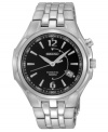 Go your own way: your own motion powers this kinetic Seiko watch in classic stainless steel.